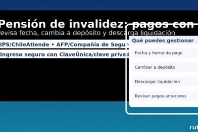 Pensión de invalidez: pagos con RUT — revisar fecha, cambiar a depósito y descargar liquidación